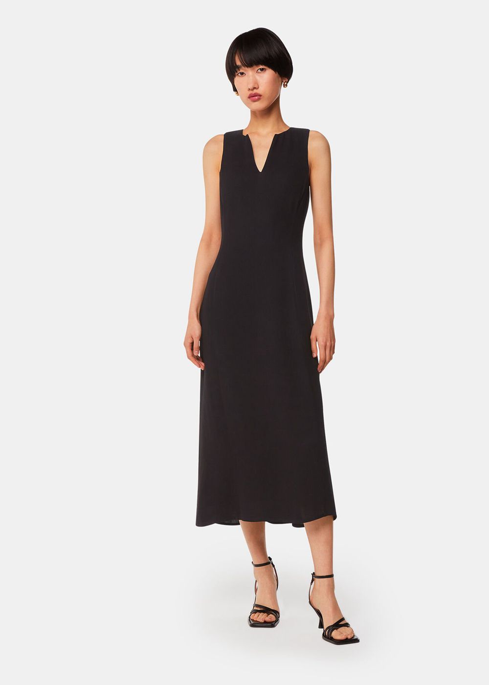 Whistles Alexia Midi Dress Black | US-60429QWHS