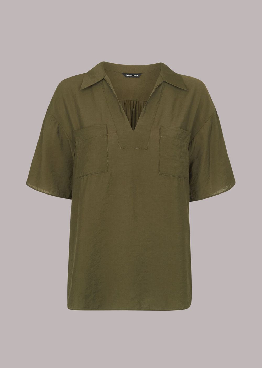 Whistles Alice Pocket Detail Top Khaki | US-68130BEOV