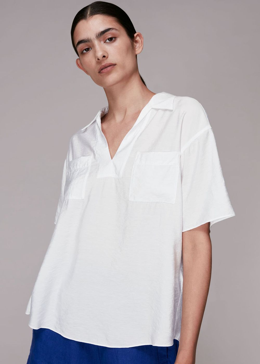 Whistles Alice Pocket Detail Top White | US-59206MUFN