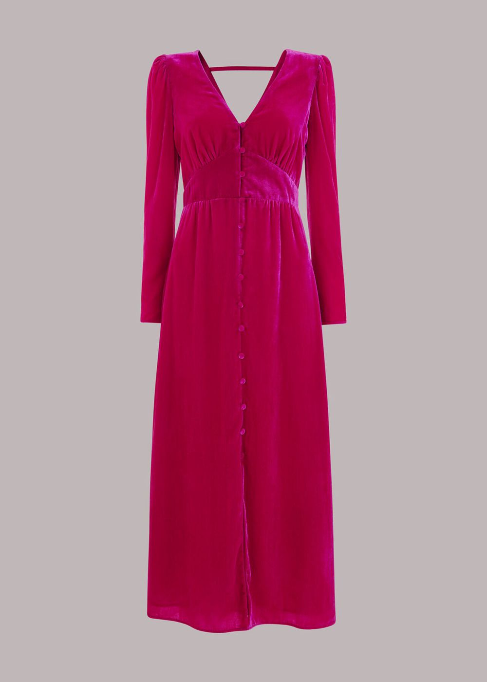 Whistles Ally Velvet Midi Dress Pink | US-48106UIYX