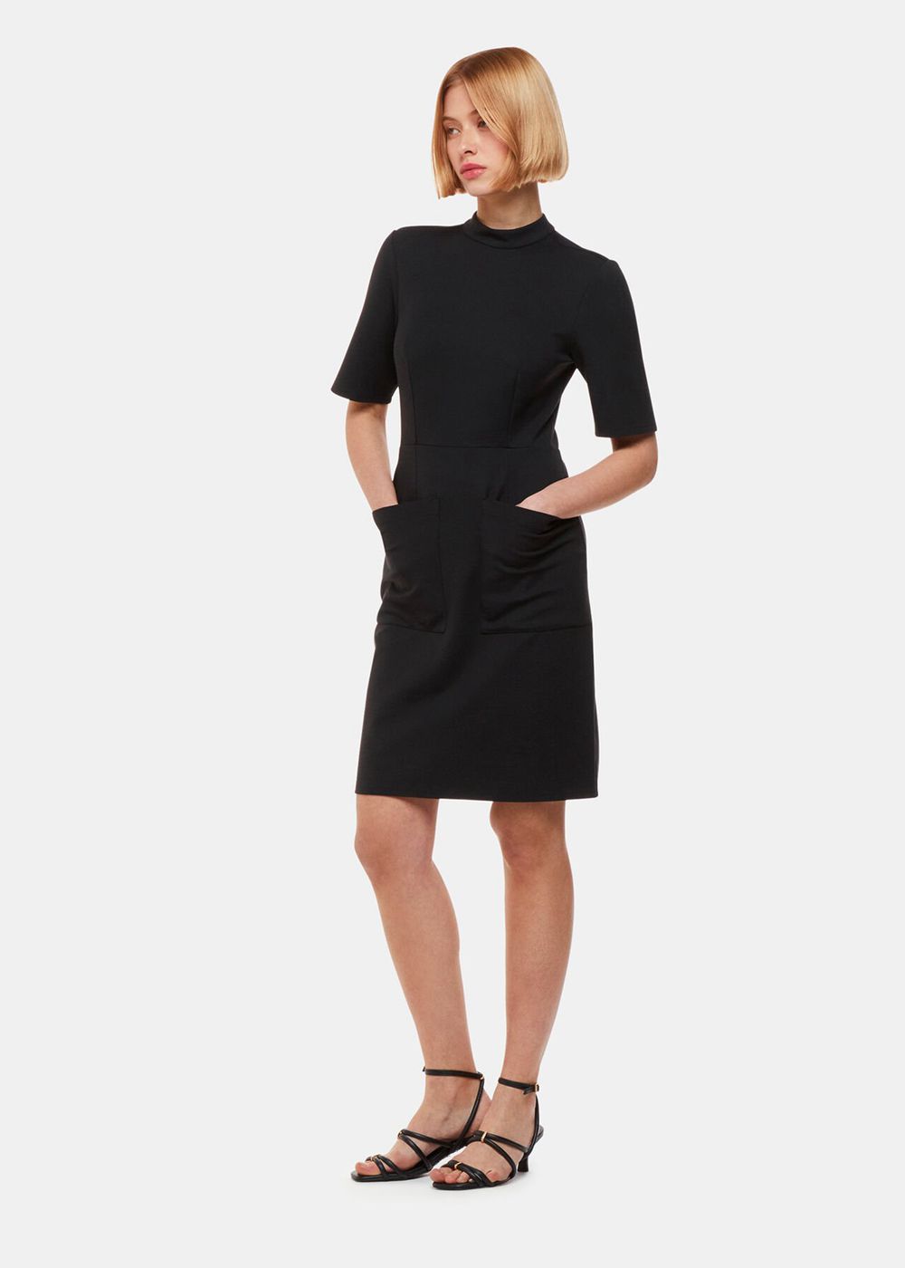 Whistles Alma Ponte Shift Dress Black | US-47825MHDP