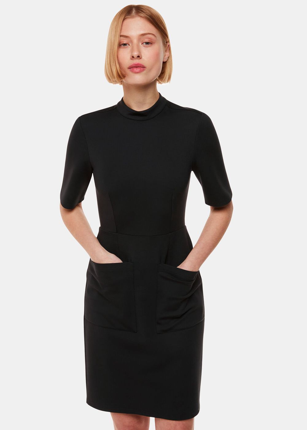 Whistles Alma Ponte Shift Dress Black | US-47825MHDP