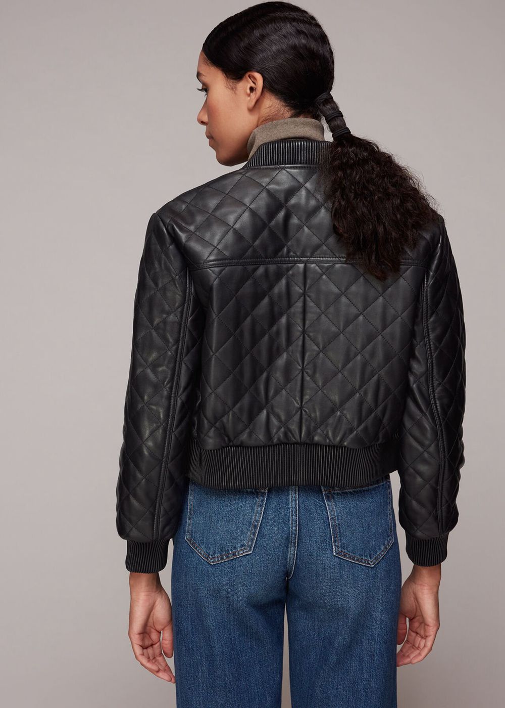 Whistles Alora Quilted Bomber Jacket Black | US-98730TWOU