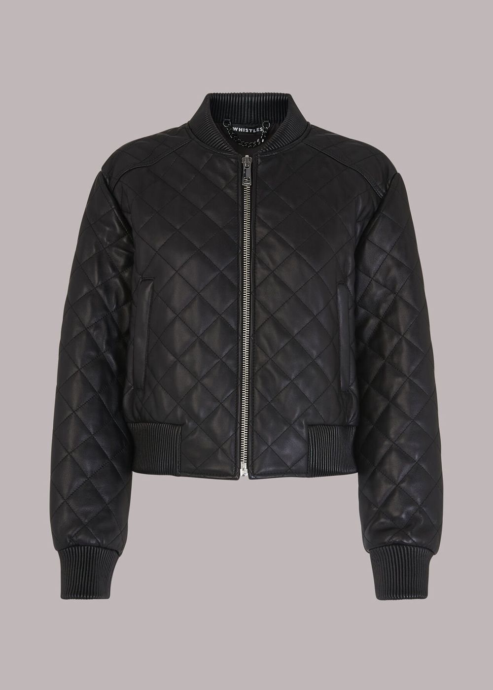 Whistles Alora Quilted Bomber Jacket Black | US-98730TWOU