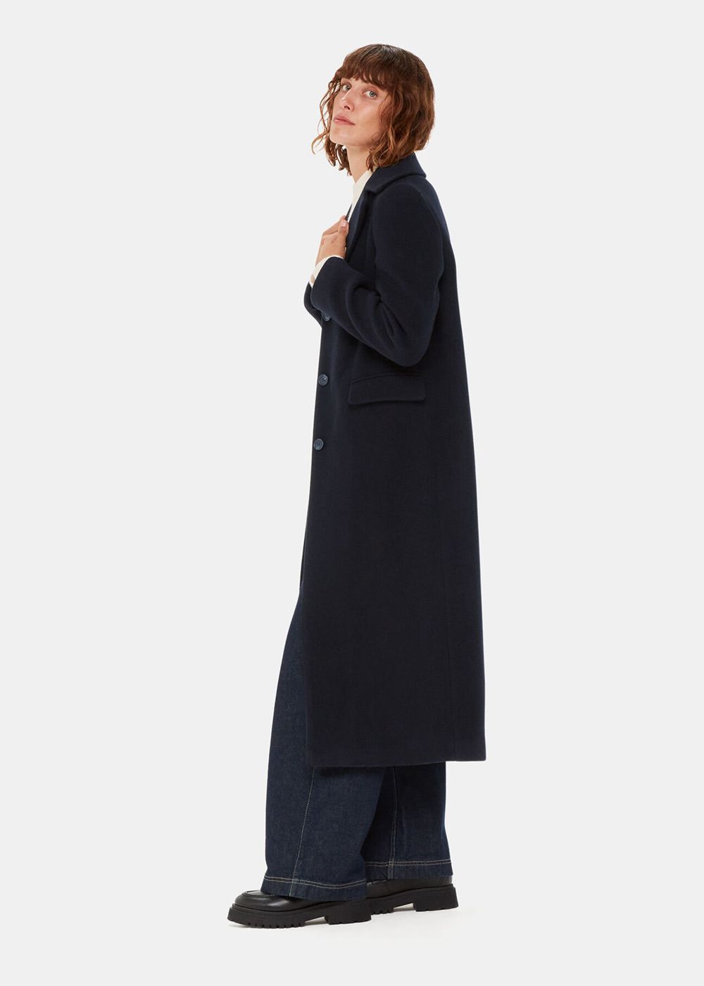 Whistles Amalia Longline Coat Navy | US-10537OJTC