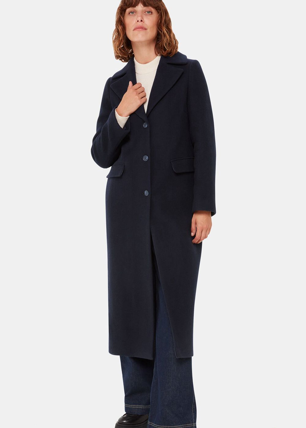 Whistles Amalia Longline Coat Navy | US-10537OJTC