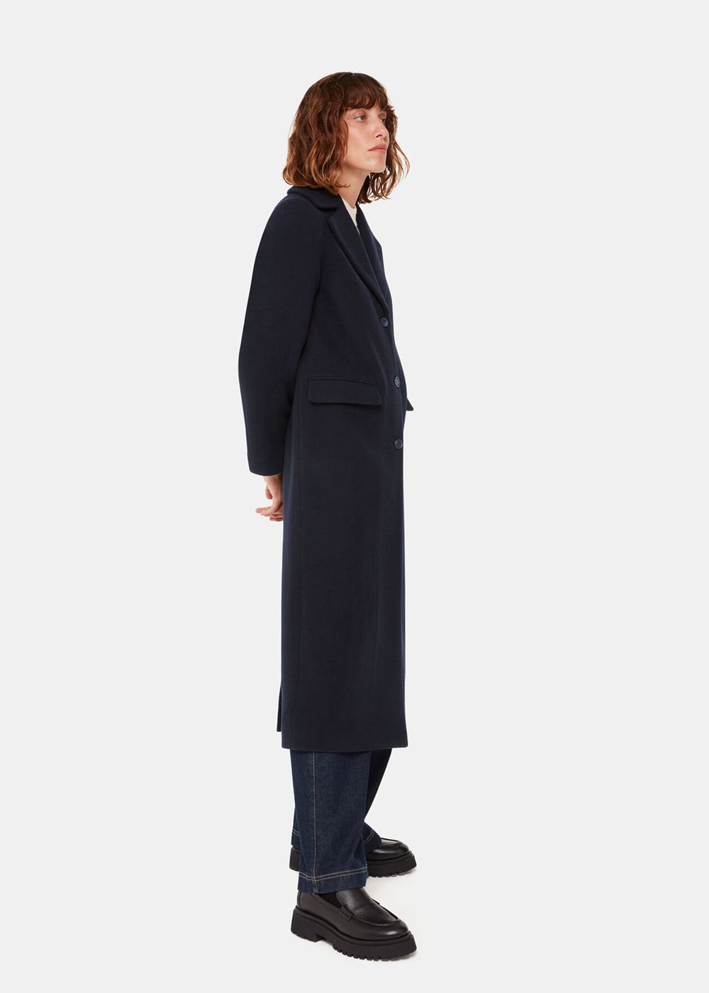 Whistles Amalia Longline Coat Navy | US-10537OJTC