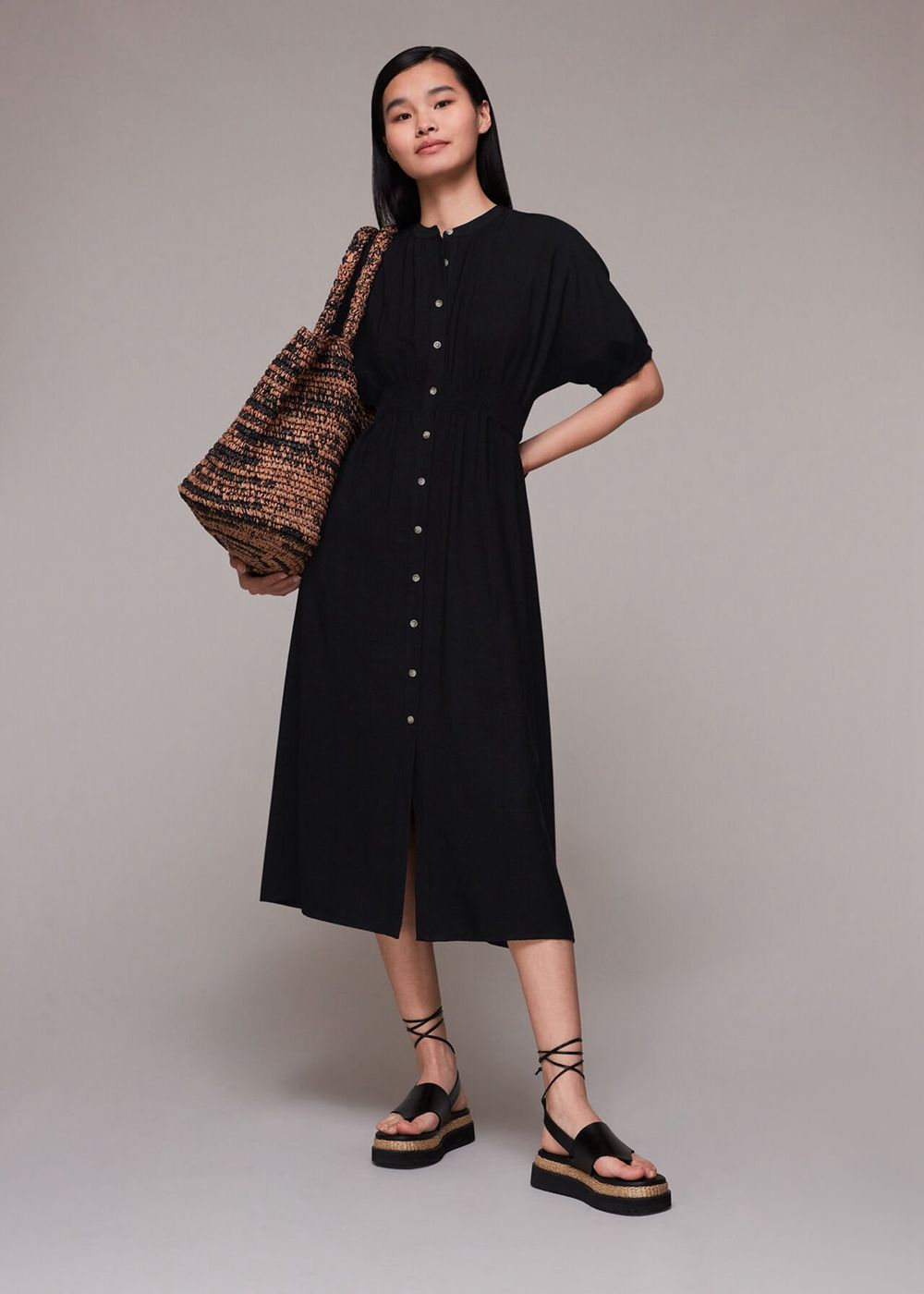 Whistles Amber Midi Dress Black | US-03829DJHE