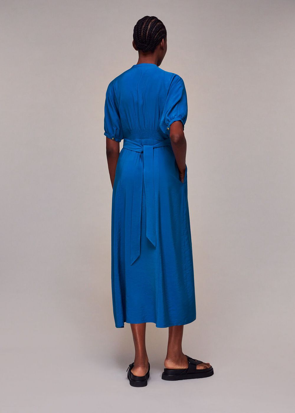 Whistles Amber Midi Dress Blue | US-63097WQND