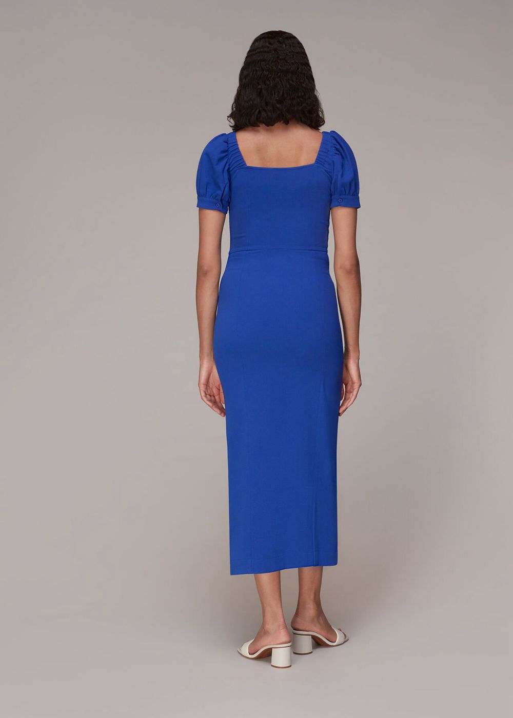 Whistles Amber Textured Midi Dress Blue | US-87435LZTH