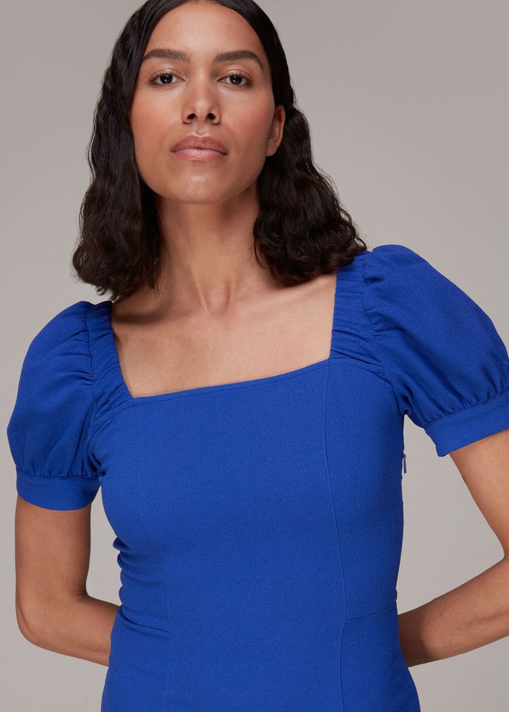 Whistles Amber Textured Midi Dress Blue | US-87435LZTH