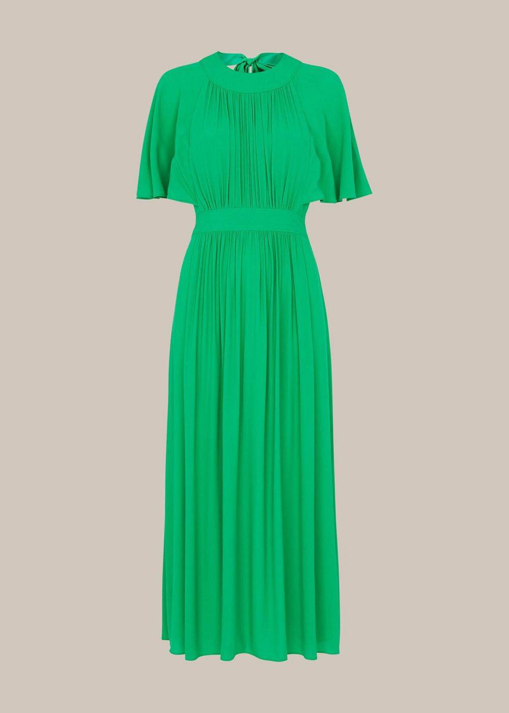 Whistles Amelia Cape Sleeve Dress Green | US-24853DBRI