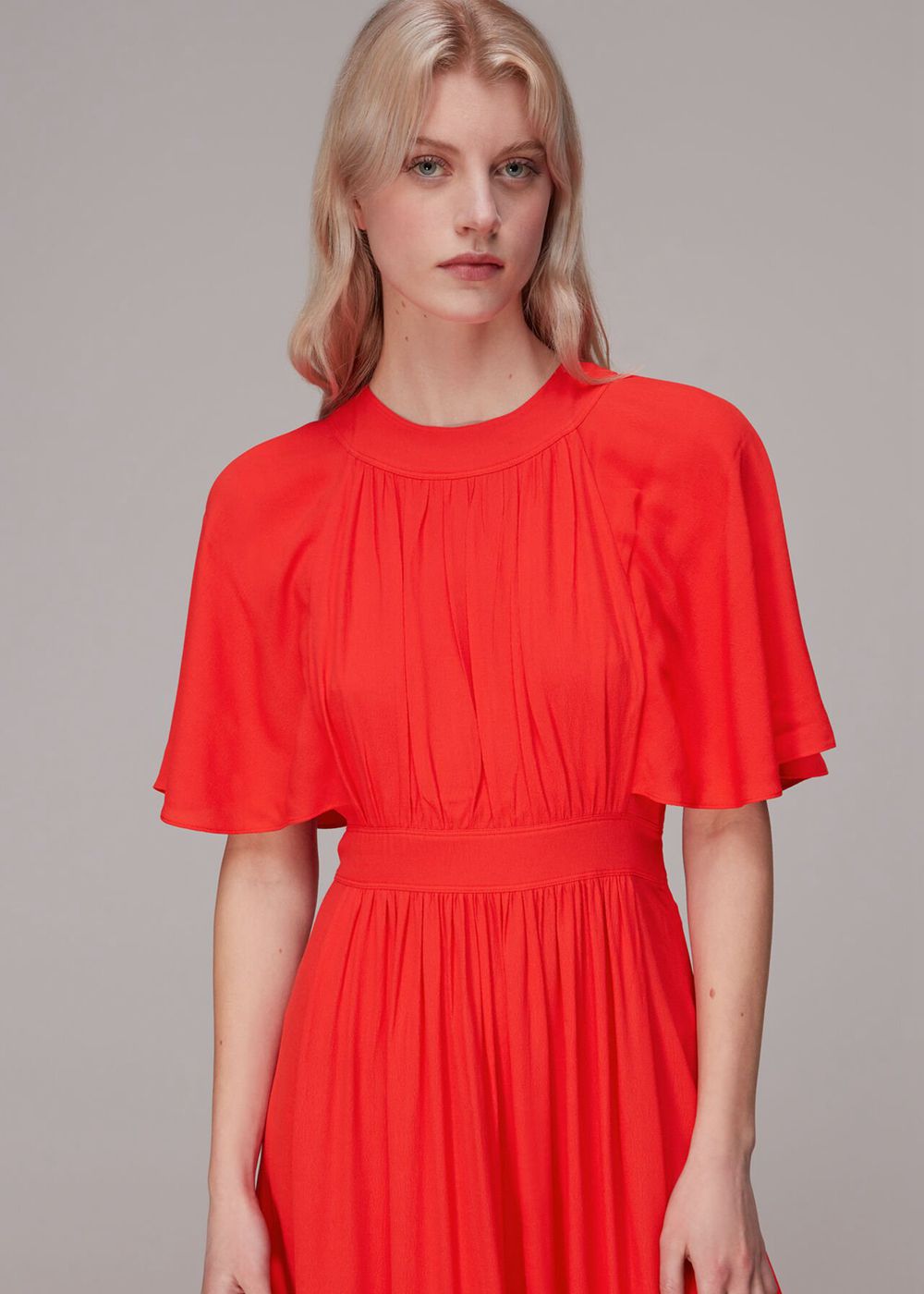 Whistles Amelia Cape Sleeve Dress Red | US-15248FVMC