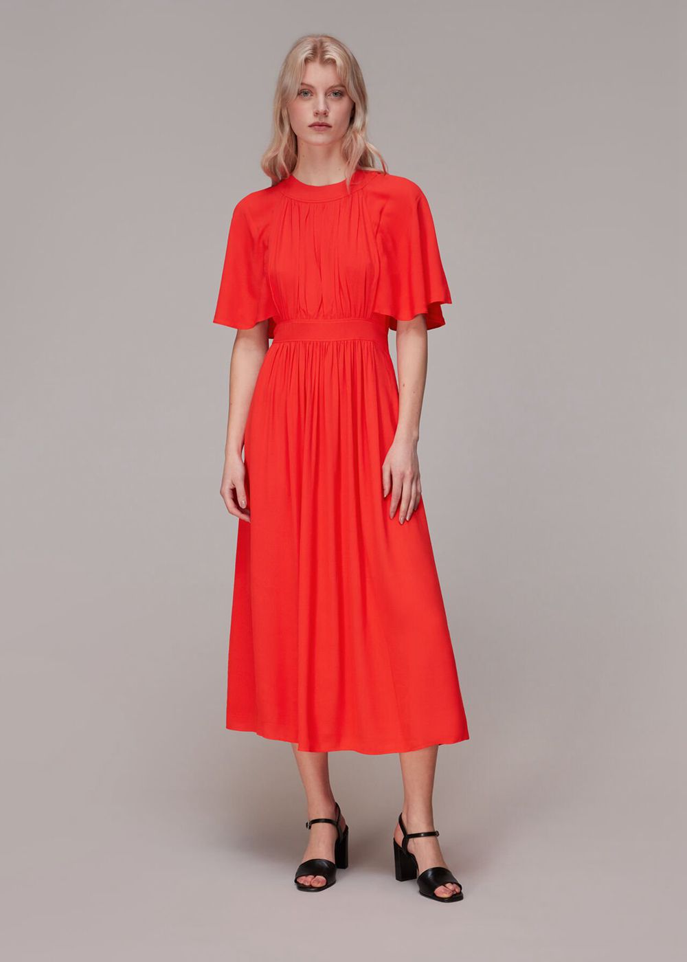 Whistles Amelia Cape Sleeve Dress Red | US-15248FVMC