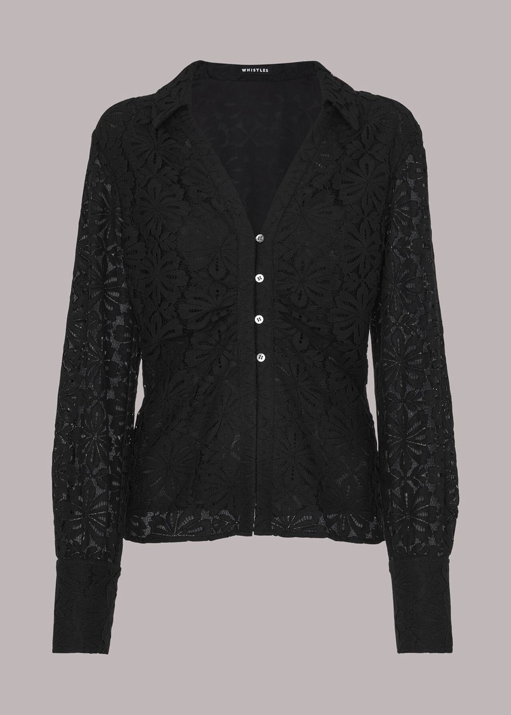 Whistles Amelia Lace Detail Shirts Black | US-26158UGOE