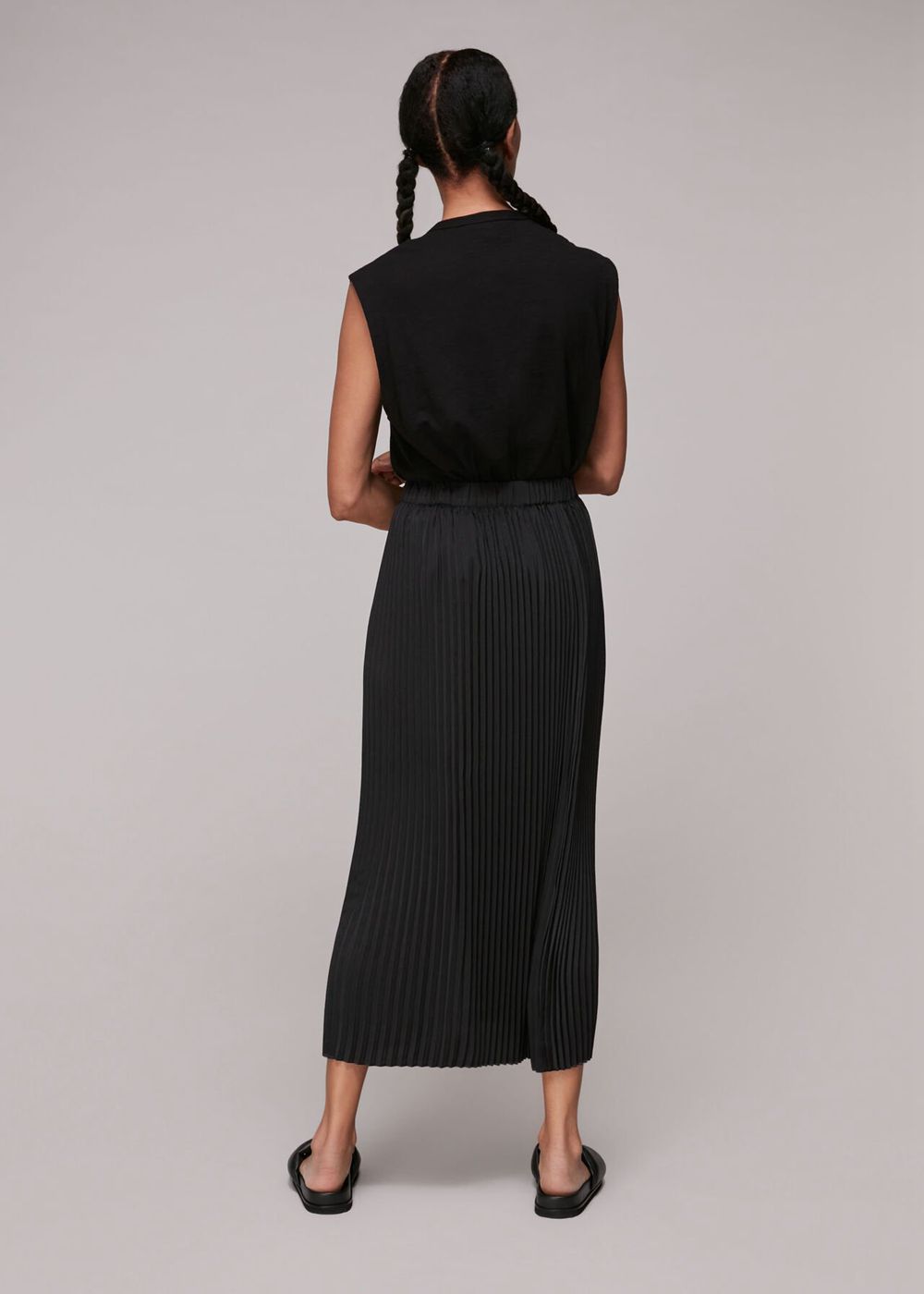 Whistles Amelia Pleated Skirts Black | US-04296KSVN