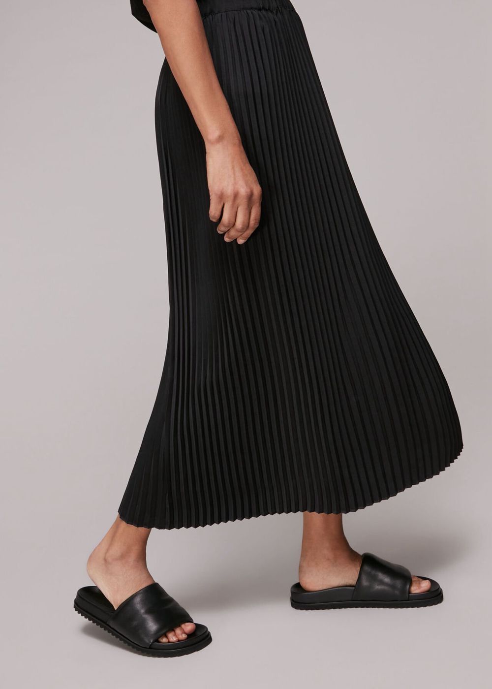 Whistles Amelia Pleated Skirts Black | US-04296KSVN