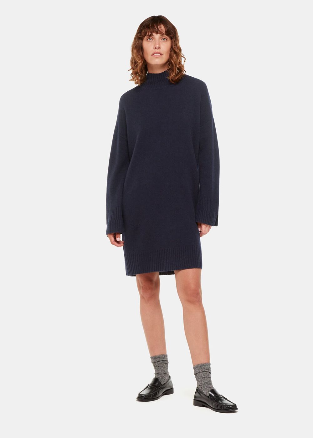 Whistles Amelia Wool Knitted Dress Navy | US-67928JMPZ