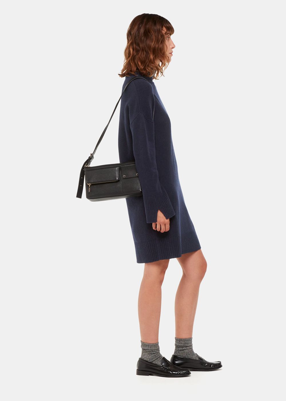 Whistles Amelia Wool Knitted Dress Navy | US-67928JMPZ