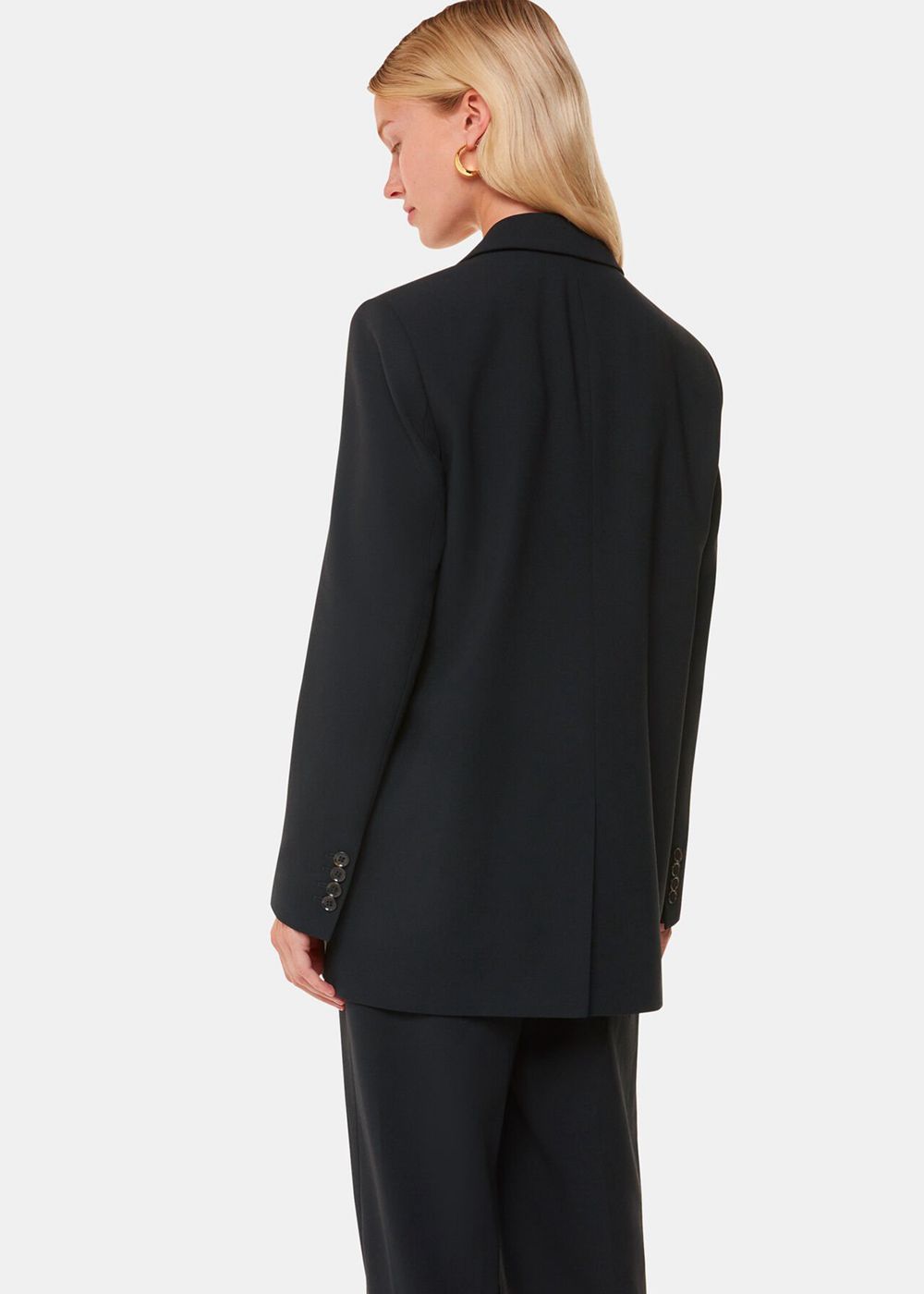 Whistles Amelie Wool Blend Blazer Black | US-62059HCSV