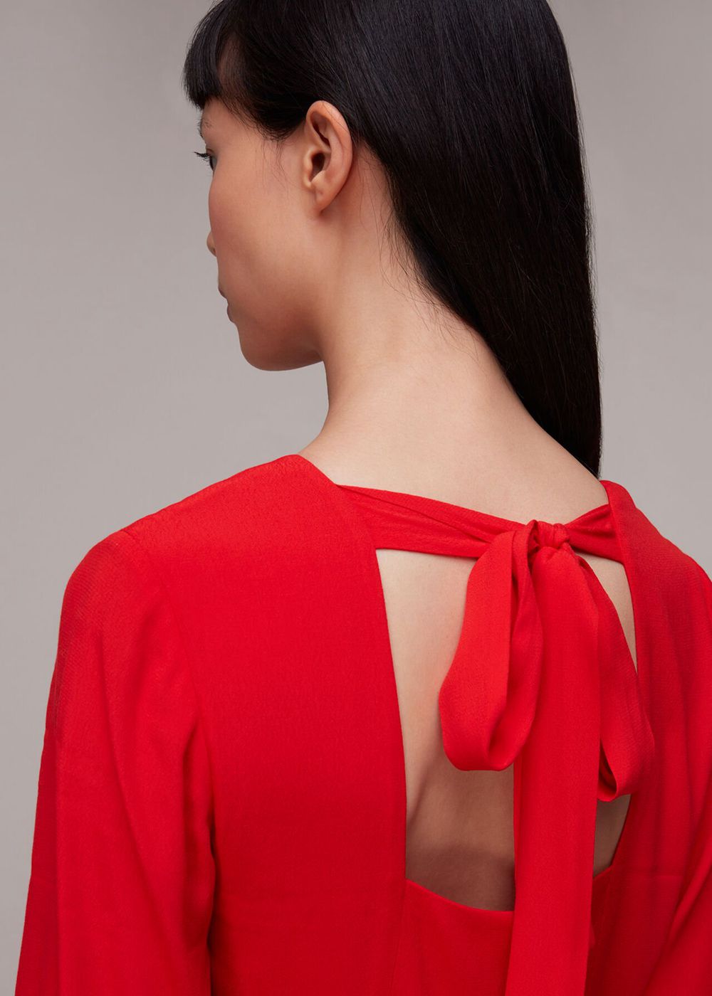 Whistles Amira Tie Detail Dress Red | US-64351EQBR