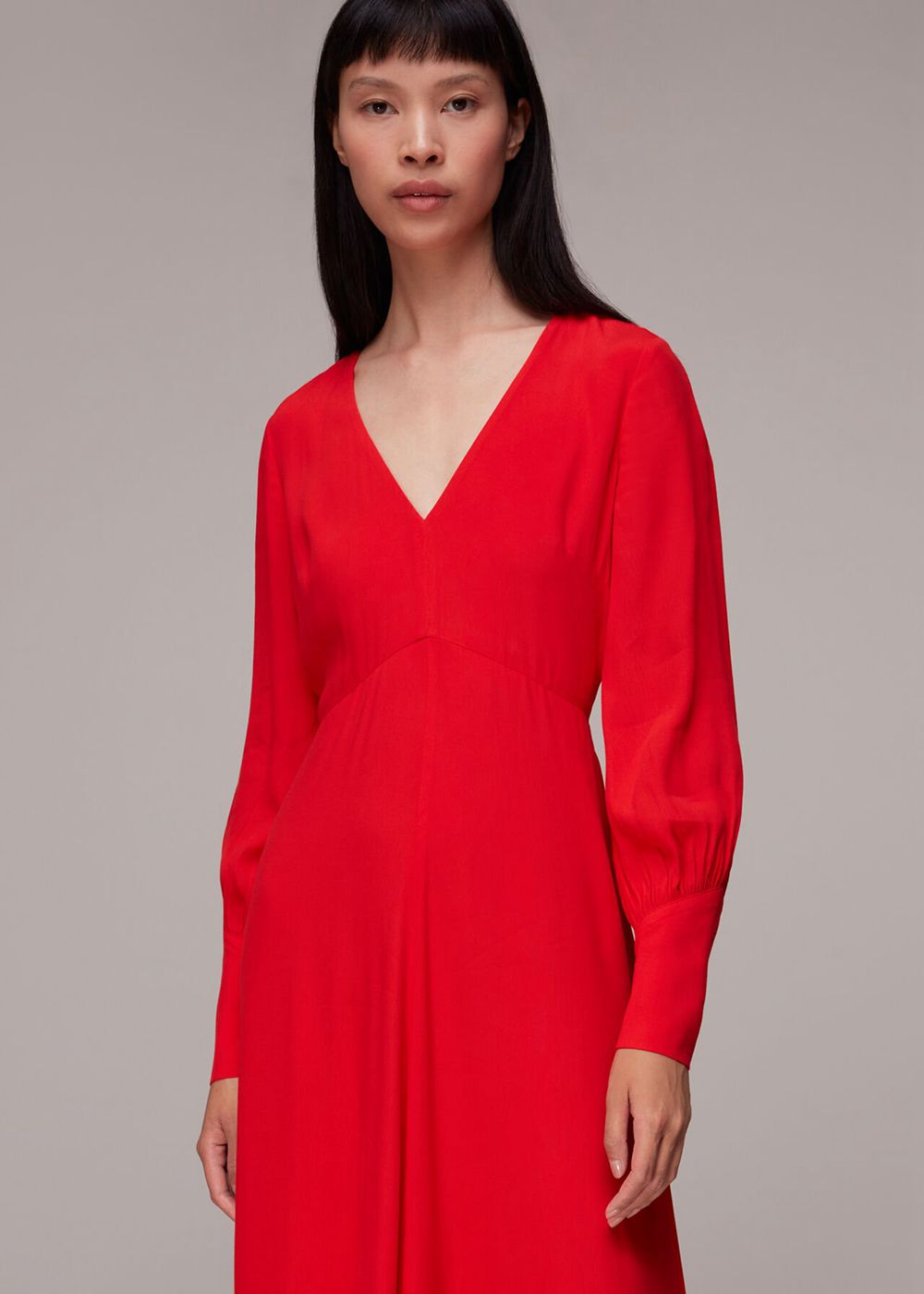 Whistles Amira Tie Detail Dress Red | US-64351EQBR