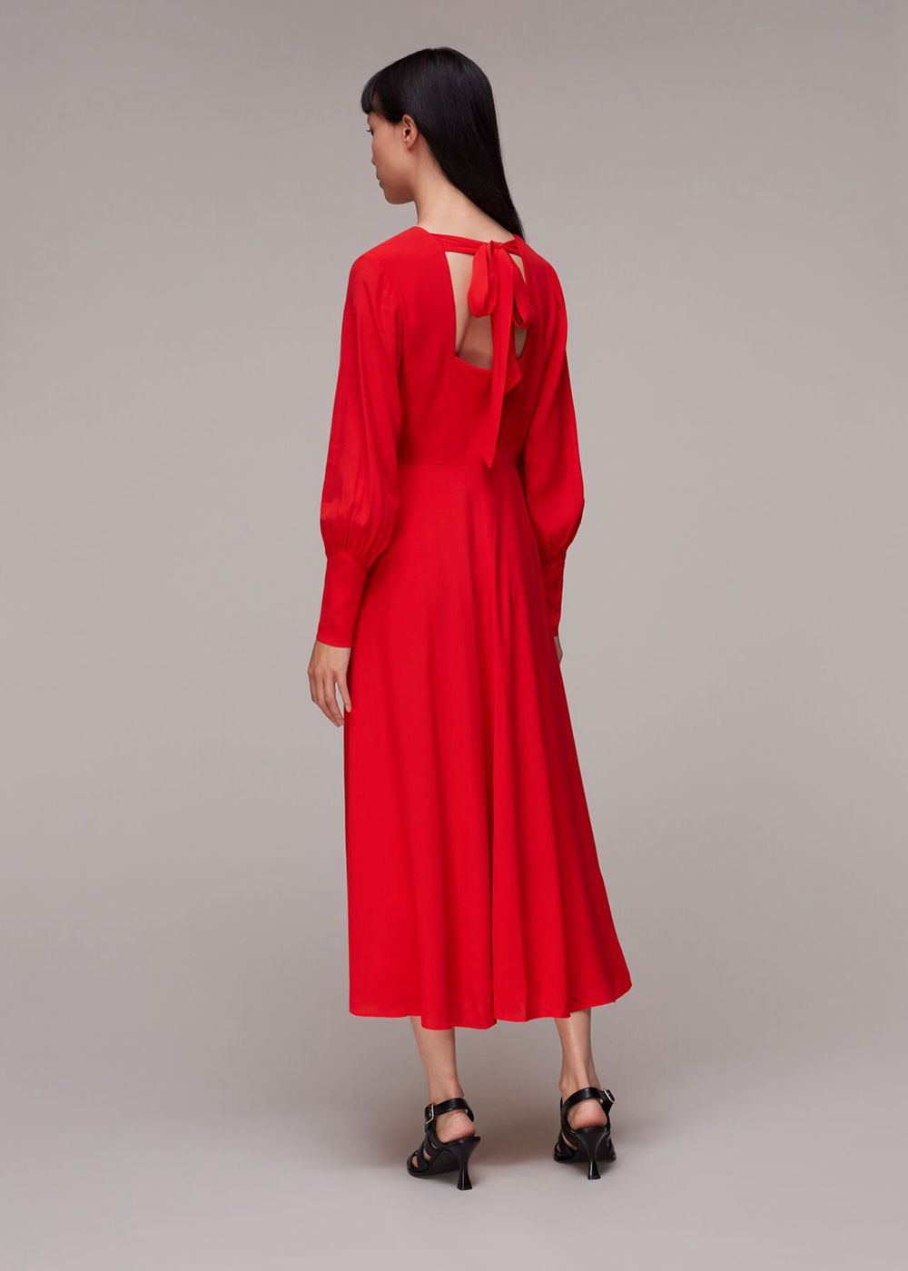 Whistles Amira Tie Detail Dress Red | US-64351EQBR