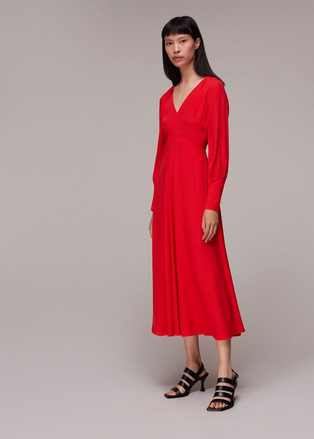 Whistles Amira Tie Detail Dress Red | US-64351EQBR