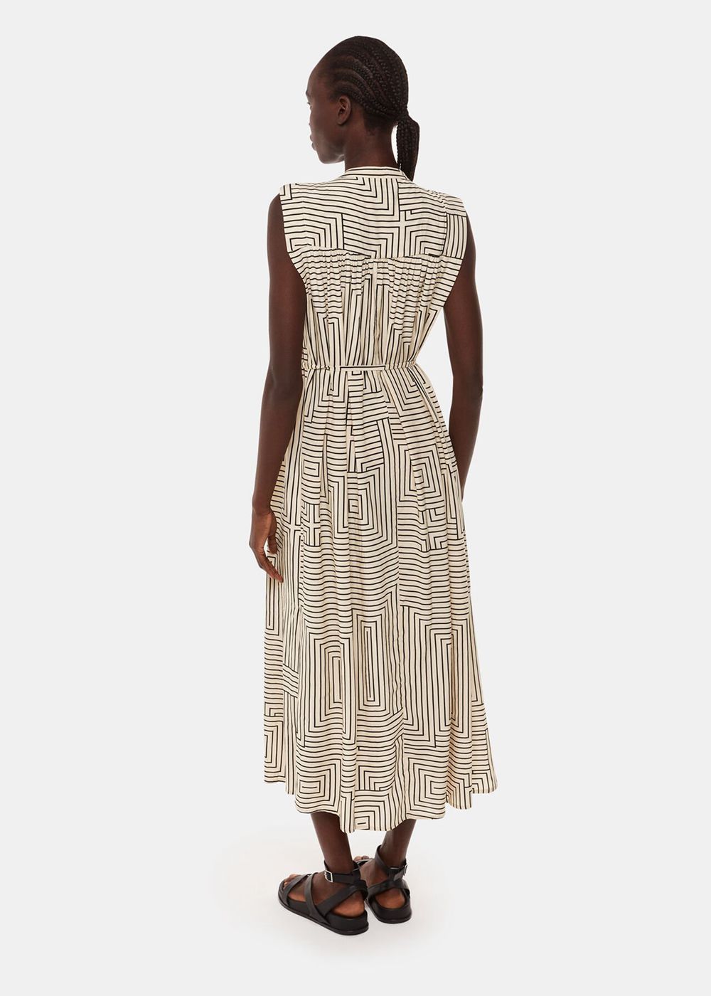 Whistles Angled Stripe Ilana Dress White / Multicolor | US-37851ANFT