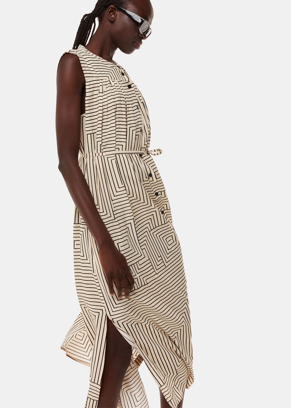 Whistles Angled Stripe Ilana Dress White / Multicolor | US-37851ANFT