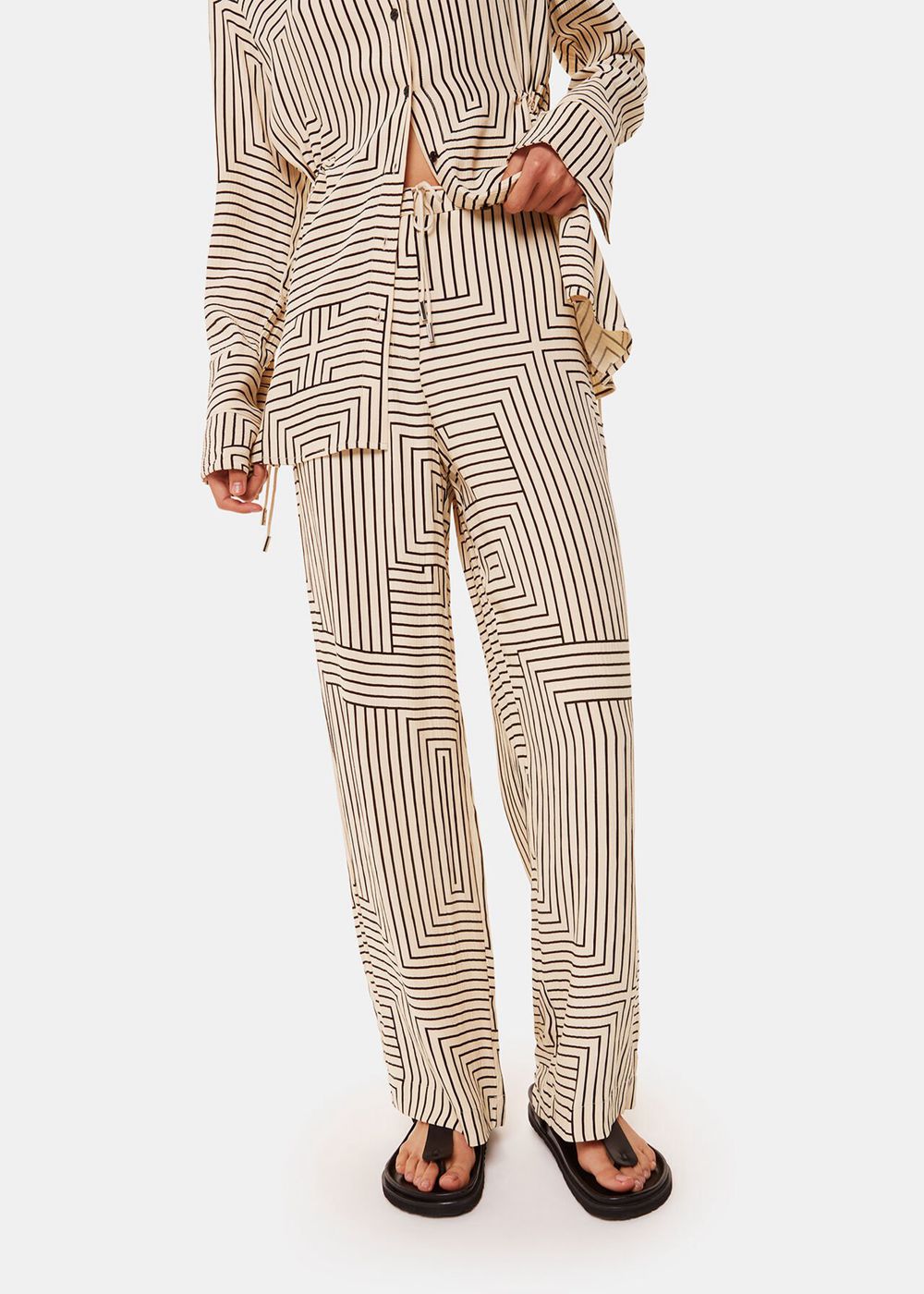 Whistles Angled Stripe Pants White / Multicolor | US-75693KXUC