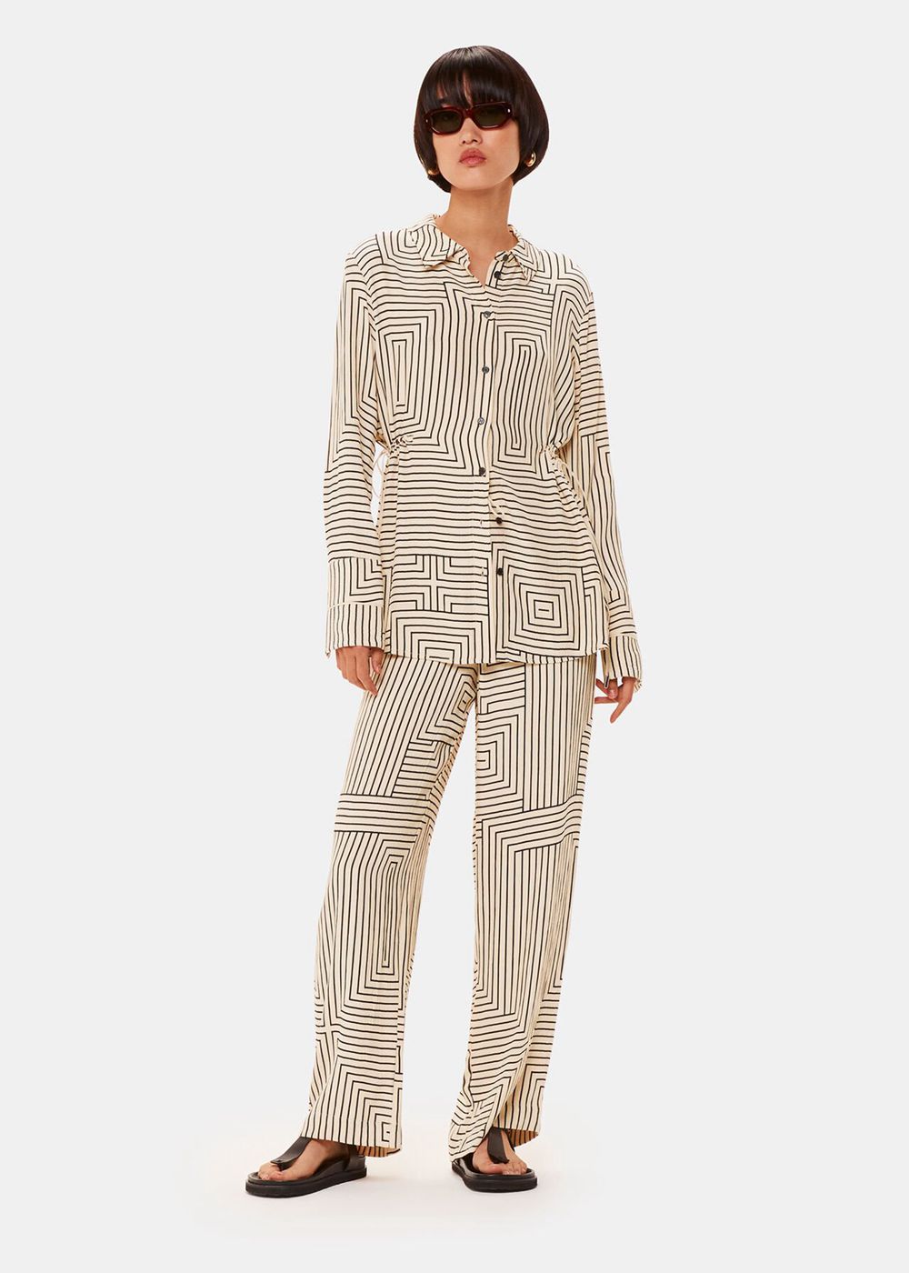 Whistles Angled Stripe Pants White / Multicolor | US-75693KXUC