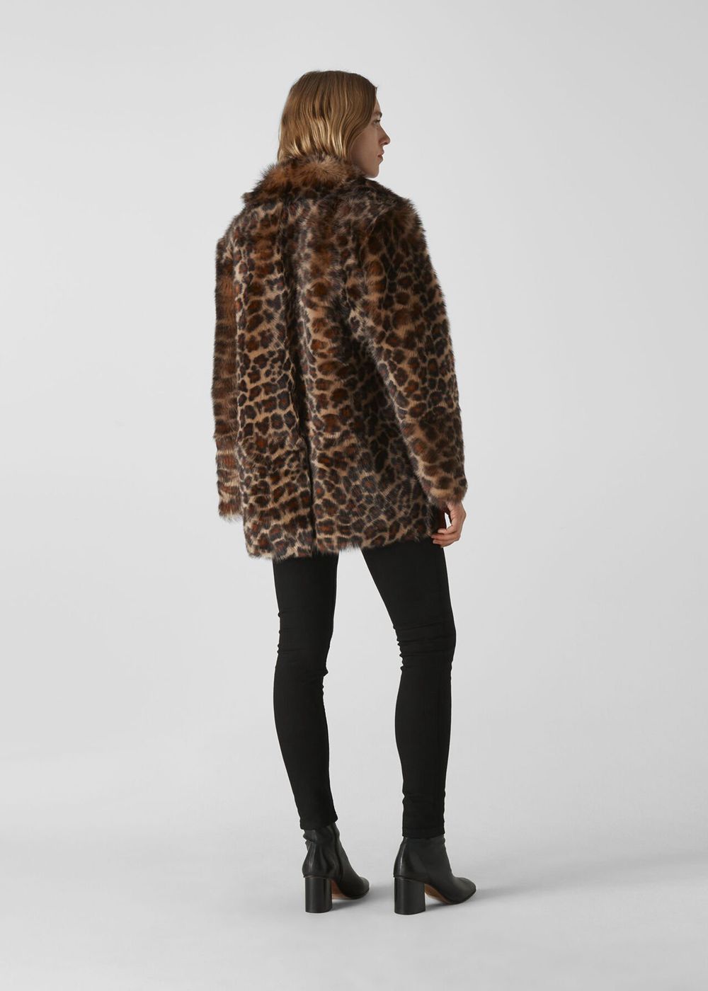 Whistles Animal Alba Shearling Coat Leopard | US-79236GYQO