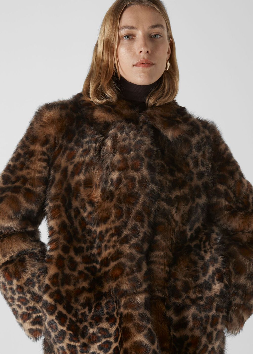 Whistles Animal Alba Shearling Coat Leopard | US-79236GYQO