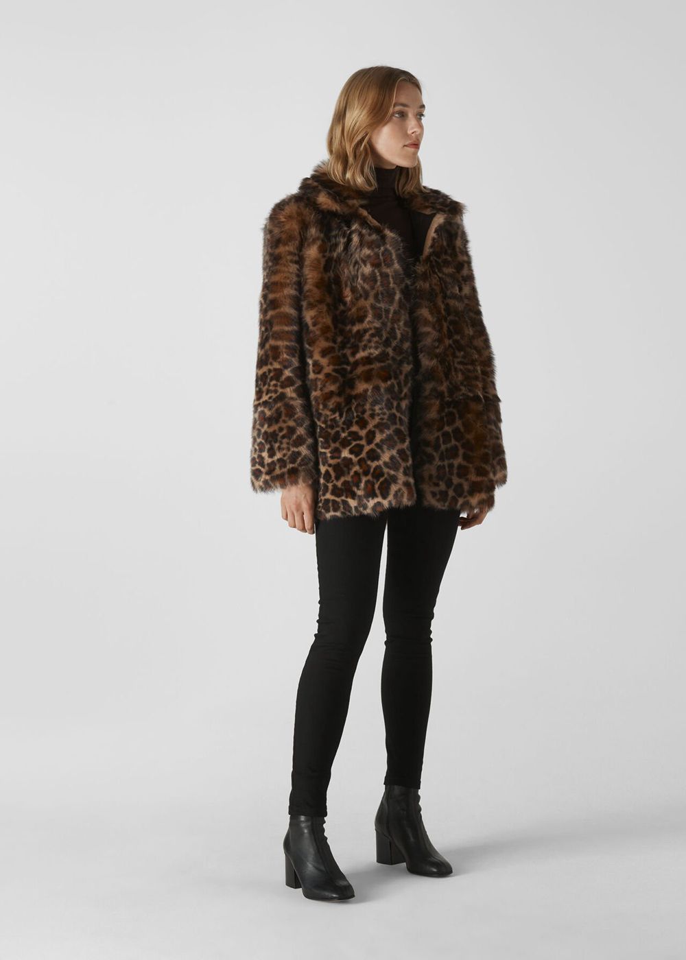 Whistles Animal Alba Shearling Coat Leopard | US-79236GYQO