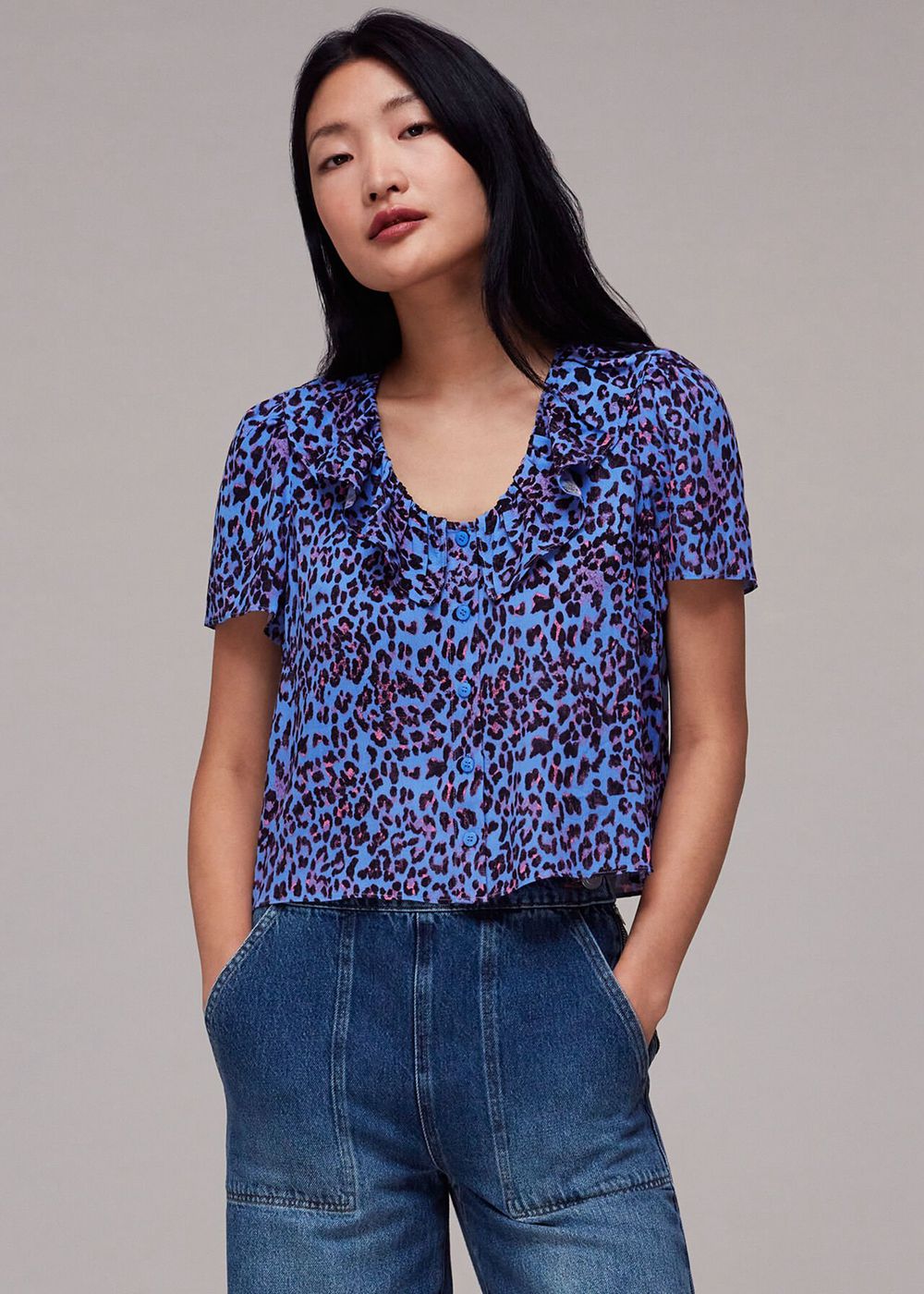 Whistles Animal Cheetah Blouse Purple / Multicolor | US-47182BSMR