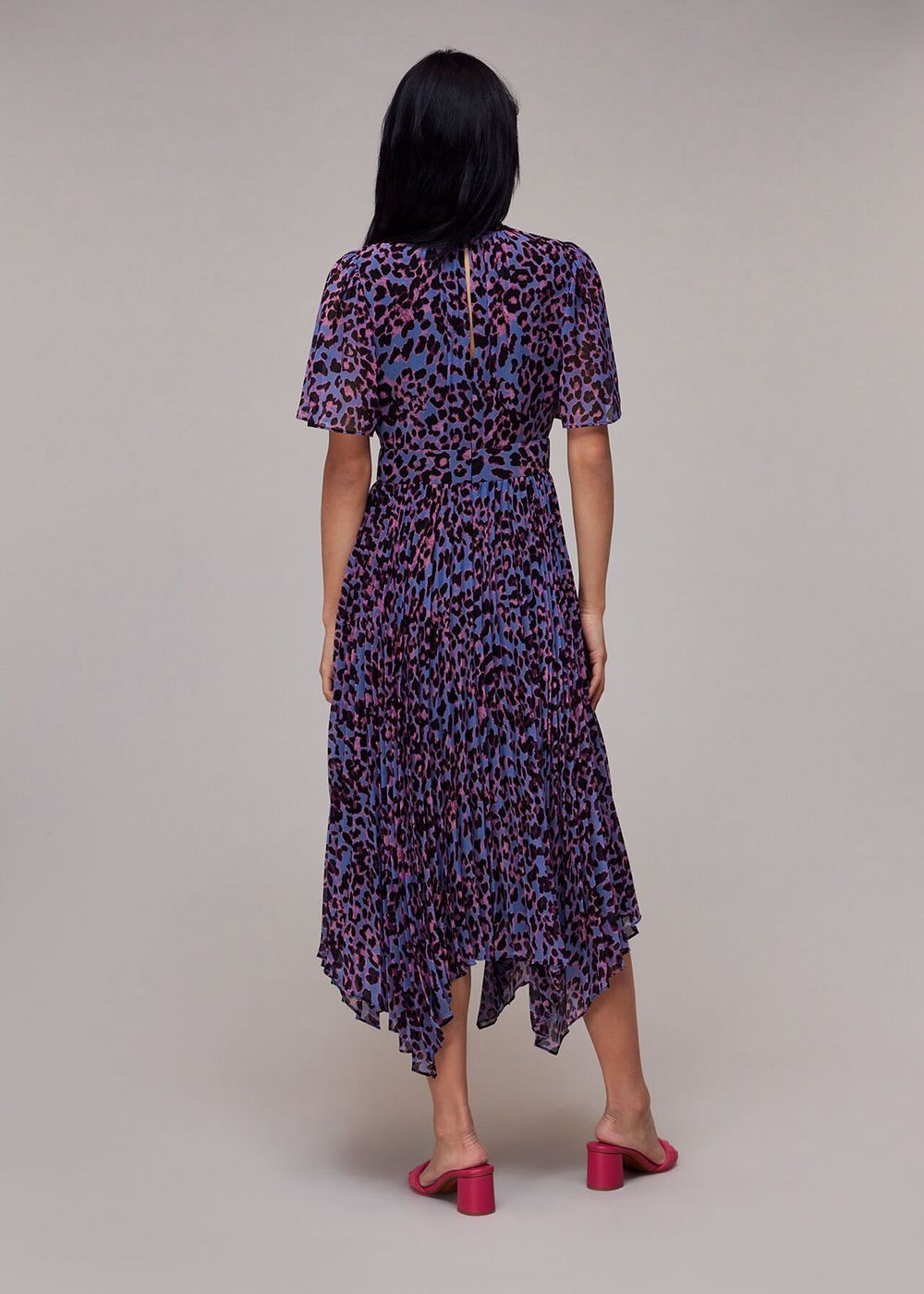 Whistles Animal Cheetah Pleated Dress Purple / Multicolor | US-28714HEVB