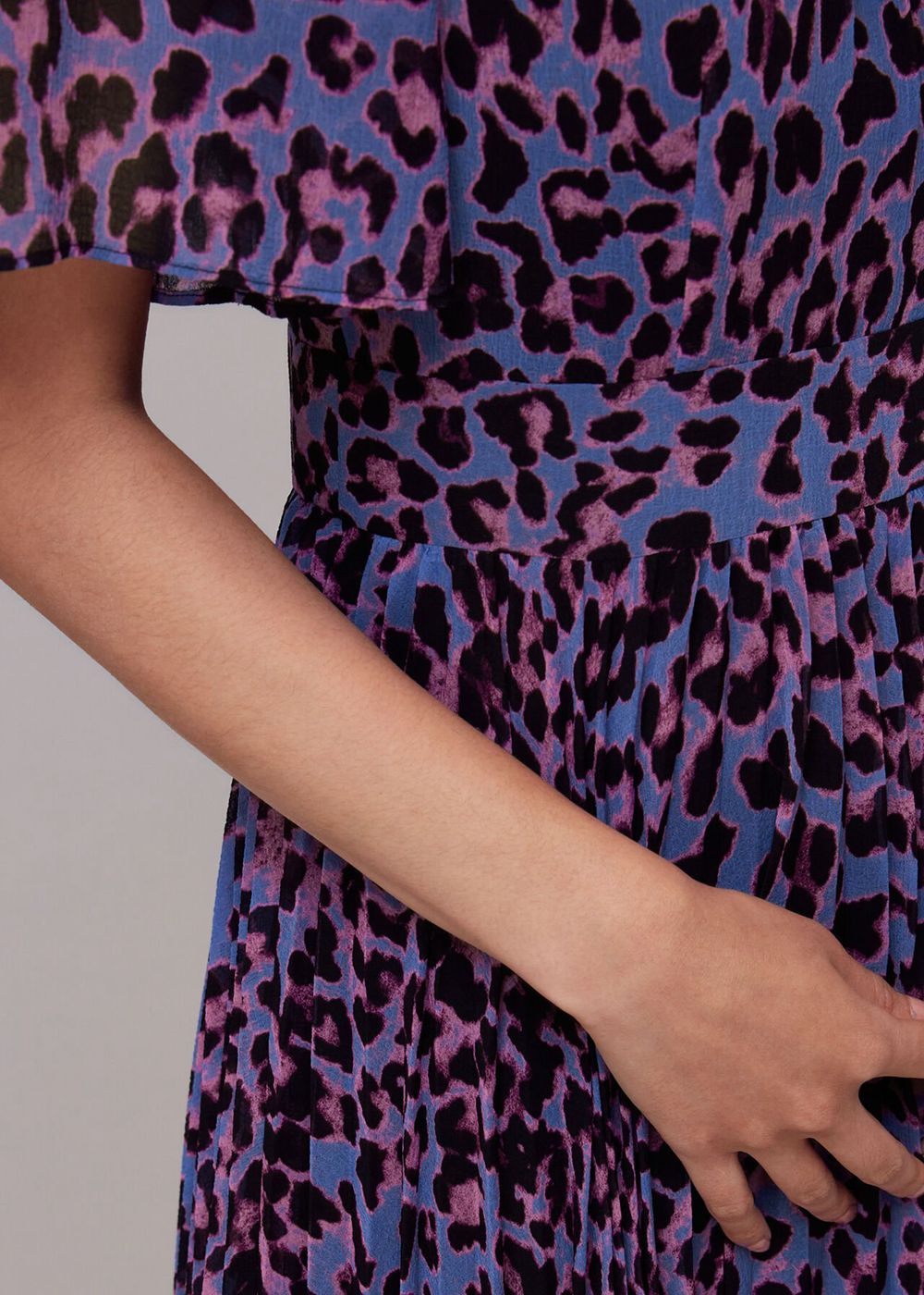 Whistles Animal Cheetah Pleated Dress Purple / Multicolor | US-28714HEVB