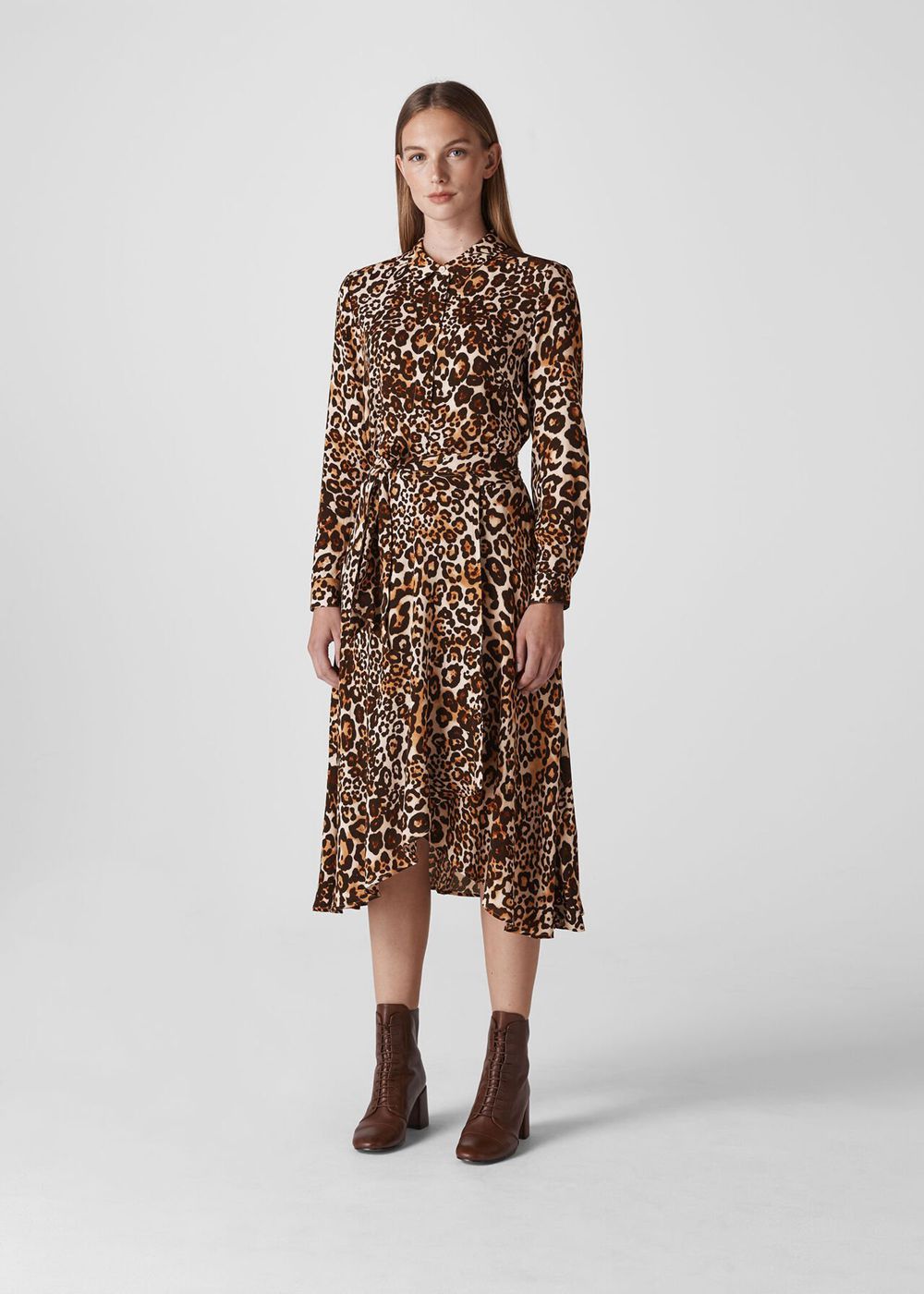 Whistles Animal Print Esme Dress Leopard | US-83175BHUN