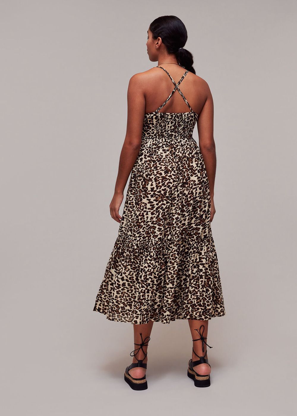 Whistles Animal Tie Front Beach Dress Leopard | US-92301MUZB