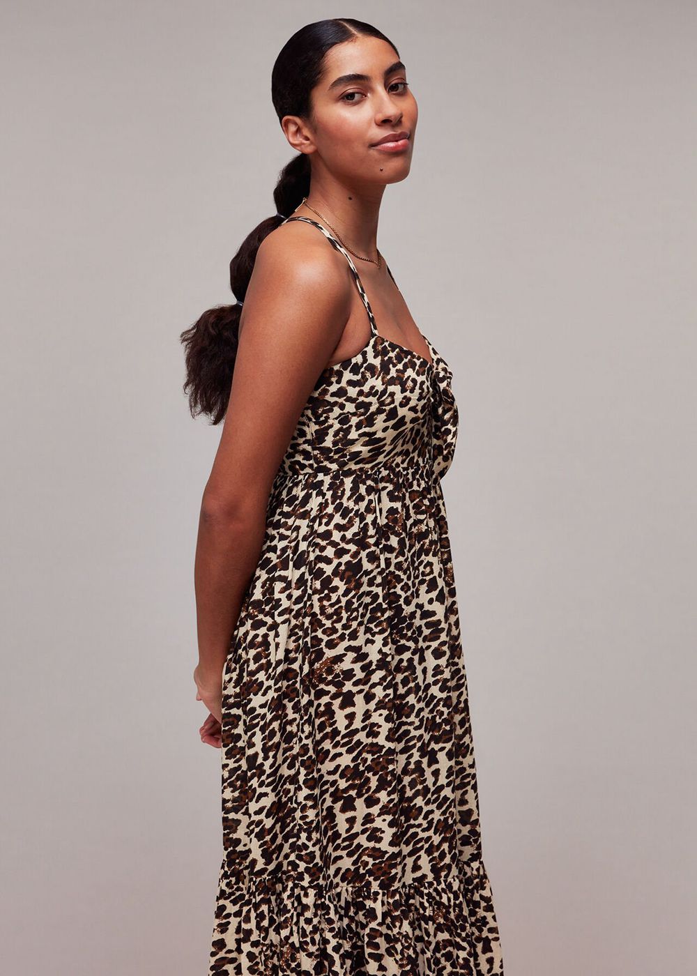 Whistles Animal Tie Front Beach Dress Leopard | US-92301MUZB