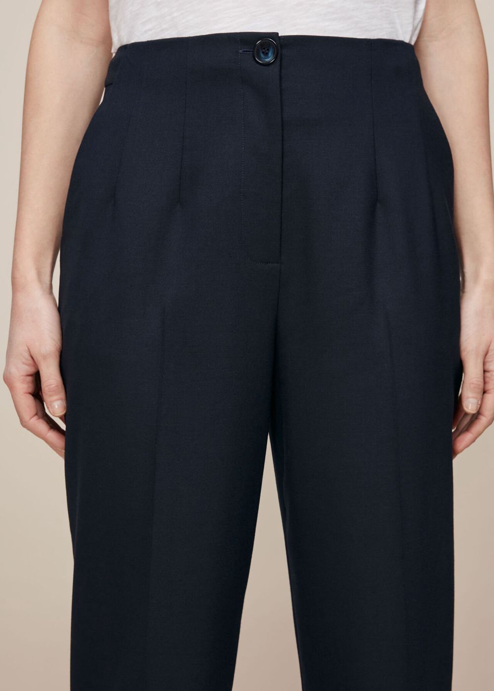 Whistles Anita High Waist Pants Navy | US-80279EHPV