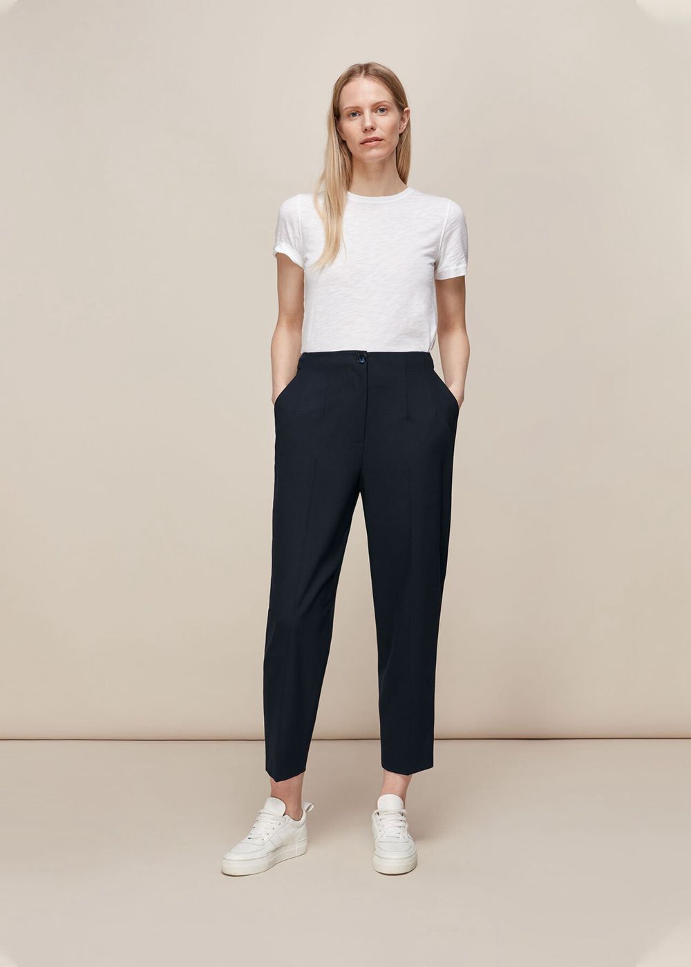 Whistles Anita High Waist Pants Navy | US-80279EHPV