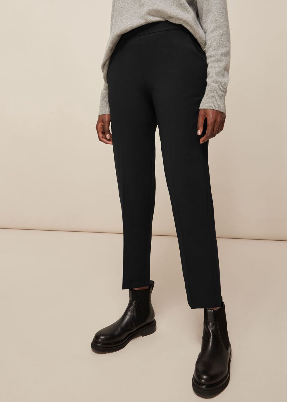 Whistles Anna Elasticated Waist Pants Black | US-39765XDZP