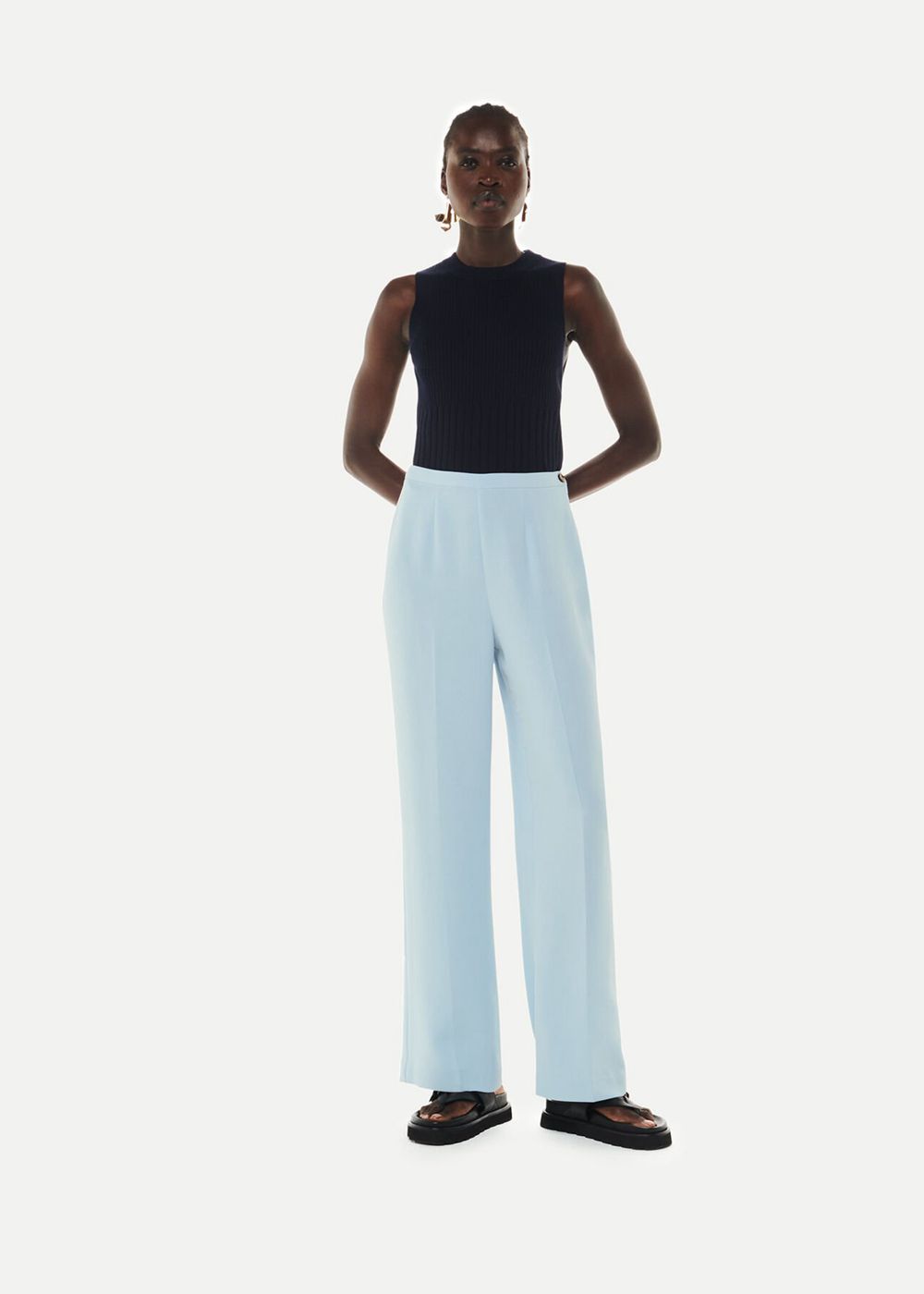 Whistles Anna Full Length Pants Blue | US-06513WYIF