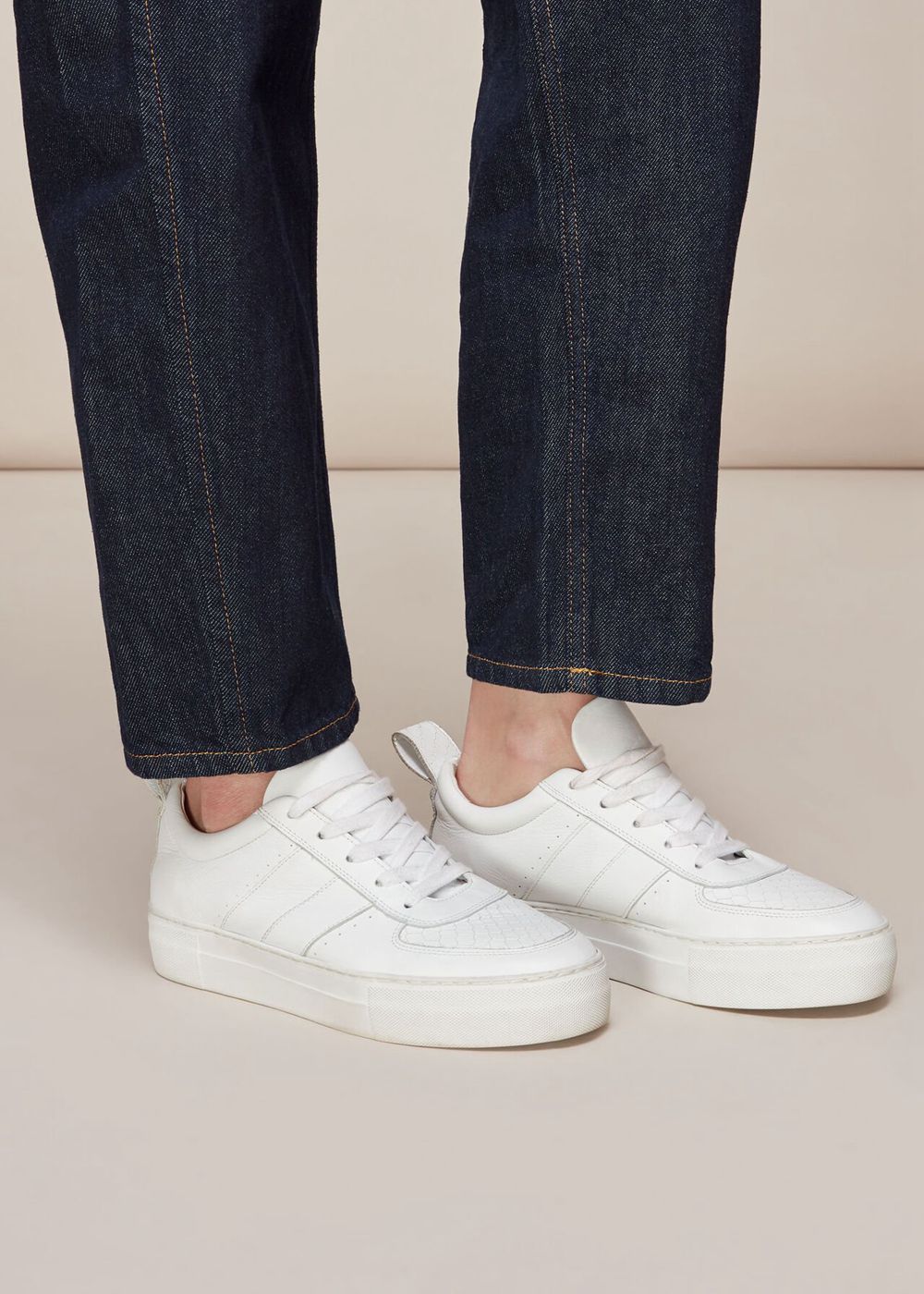 Whistles Anna Snake Deep Sole Sneakers White | US-53962IBQC