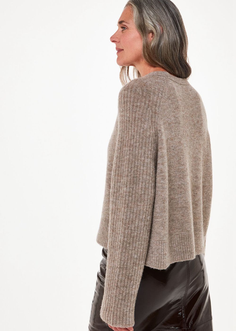 Whistles Anna Wool Mix Crew Knitwear Neutral | US-10974UTDL