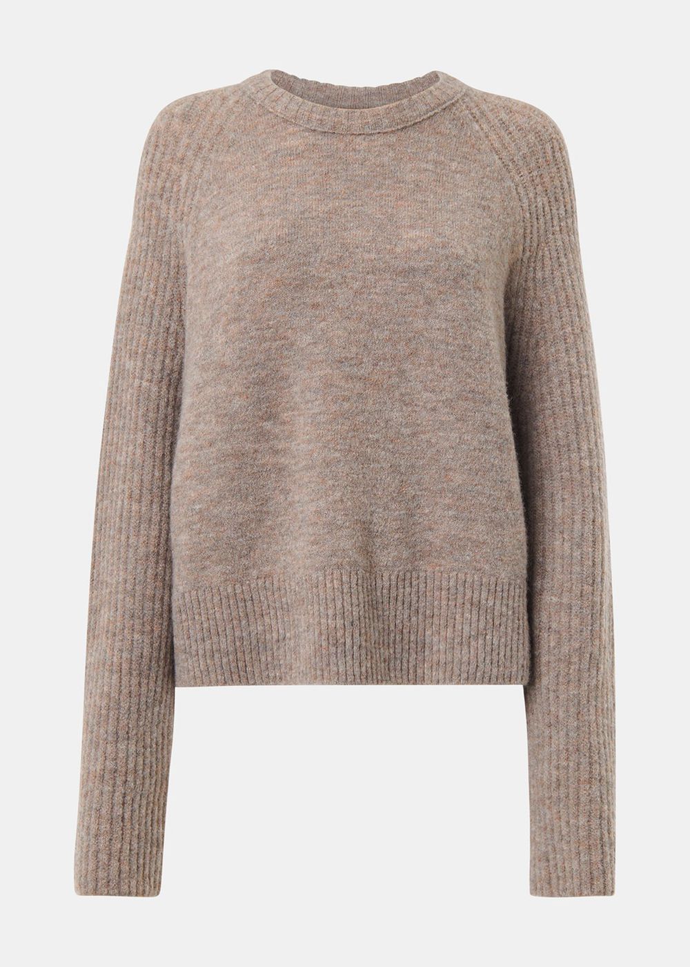 Whistles Anna Wool Mix Crew Knitwear Neutral | US-10974UTDL