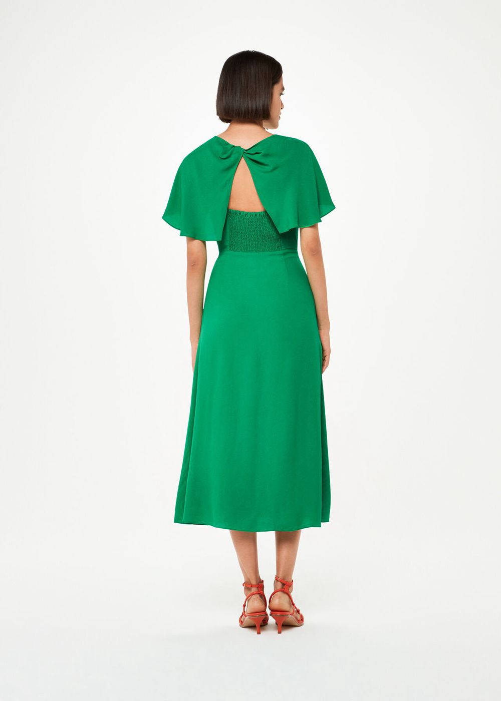 Whistles Annabelle Cape Sleeve Dress Green | US-71036YKJX