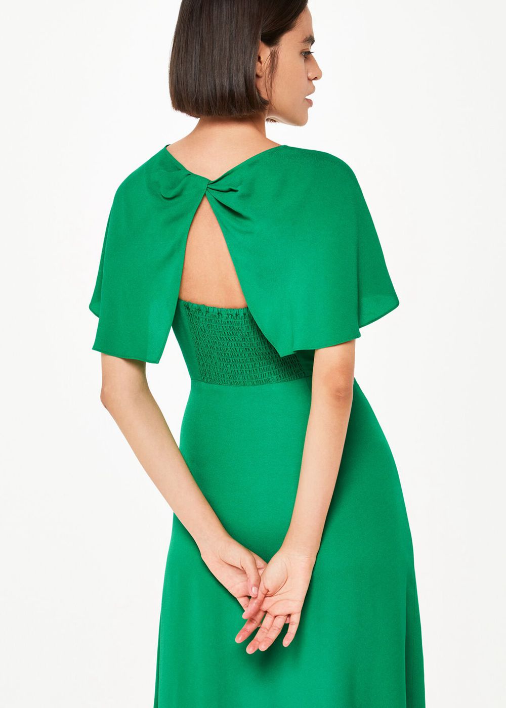 Whistles Annabelle Cape Sleeve Dress Green | US-71036YKJX